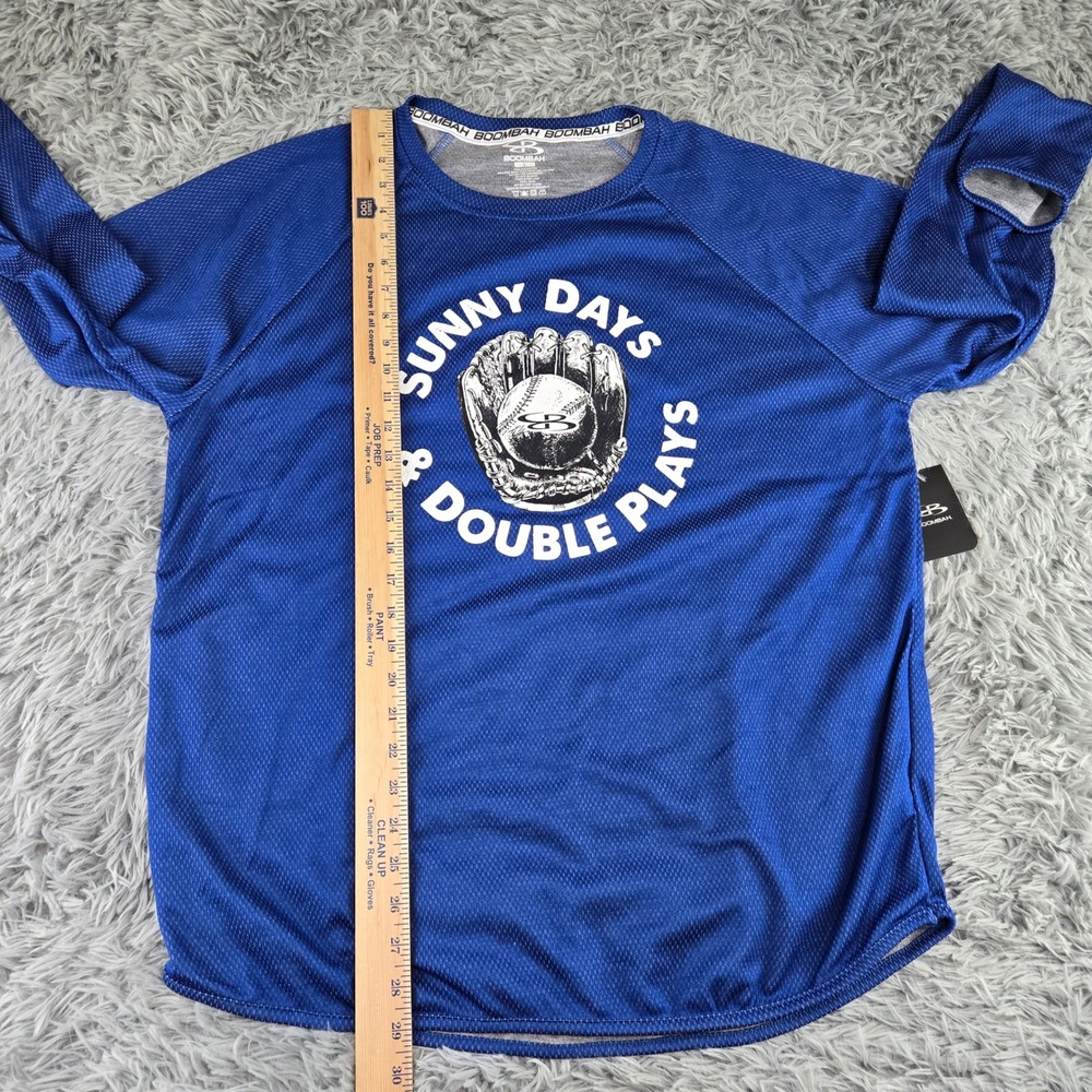 Boombah Mens Large Blue Sunny Days Double Plays Long Sleeve Athletic Shirt NEW - Picture 2 of 6